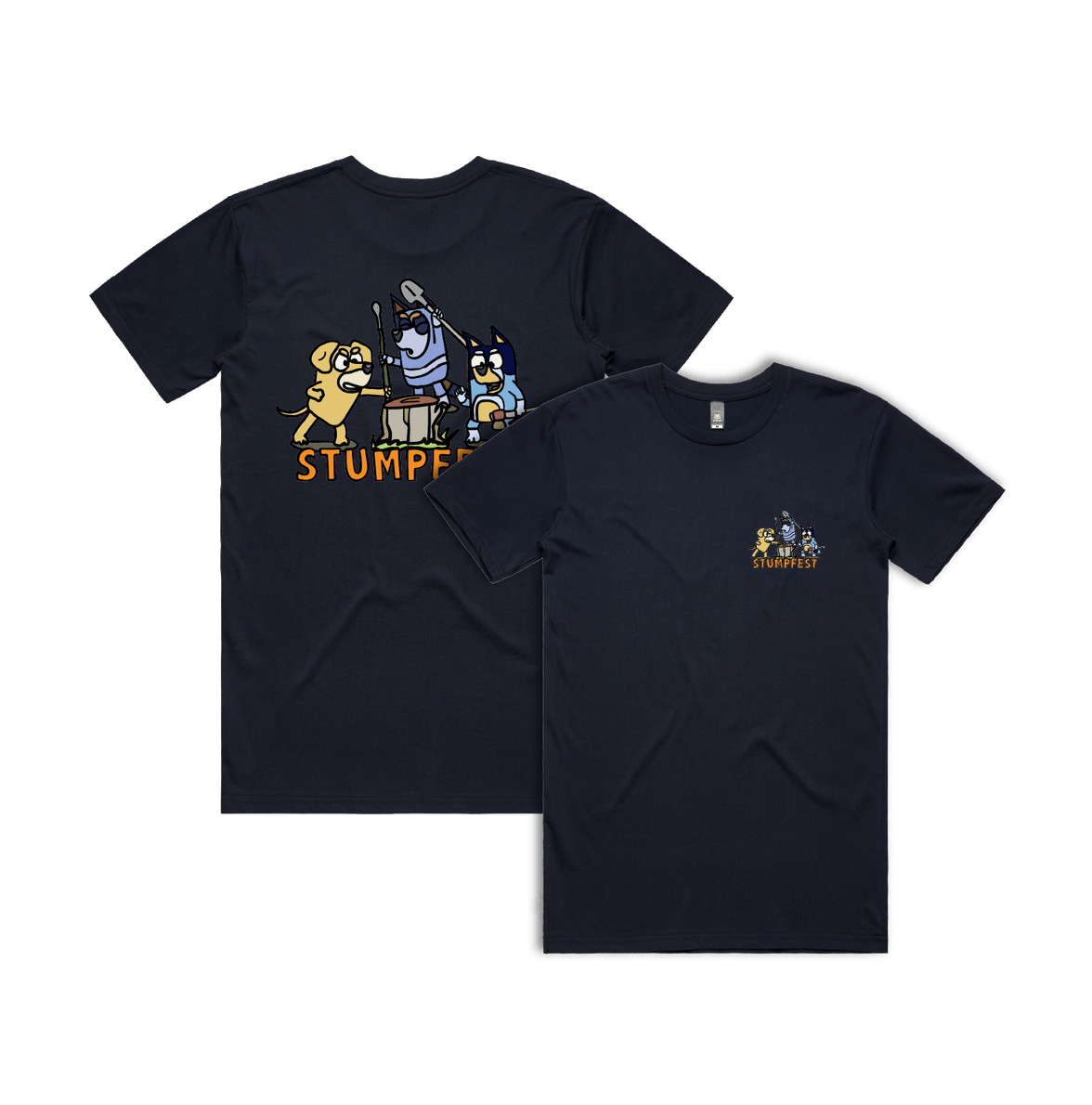 S / Navy / Small Front & Large Back Design Stumpfest 🪓 - Men's T Shirt