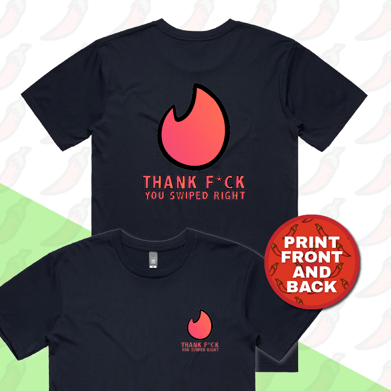 S / Navy / Small Front & Large Back Design Swipe Right 🔥 - Men's T Shirt