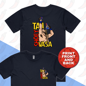 S / Navy / Small Front & Large Back Design Tai Shoey Vasa 👟🥊 – Men's T Shirt