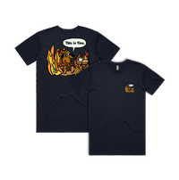 S / Navy / Small Front & Large Back Design This Is Fine 🔥 - Men's T Shirt