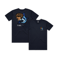 S / Navy / Small Front & Large Back Design Tina Tuna 🐟 - Men's T Shirt