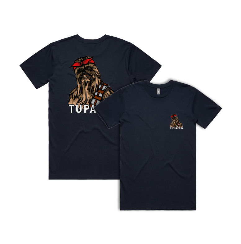 S / Navy / Small Front & Large Back Design Tupacca ✊🏾 - Men's T Shirt