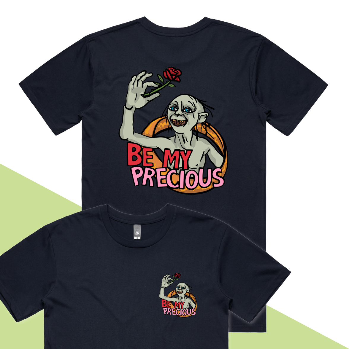 S / Navy / Small Front & Large Back Design Valentines Precious 🌹 – Men's T Shirt