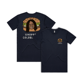 S / Navy / Small Front & Large Back Design Whopper Goldburger 🍔 - Men's T Shirt