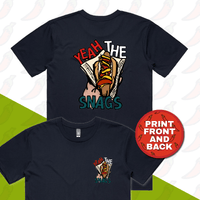 S / Navy / Small Front & Large Back Design Yeah the Snags! (YTS!) 🌭 - Men's T Shirt