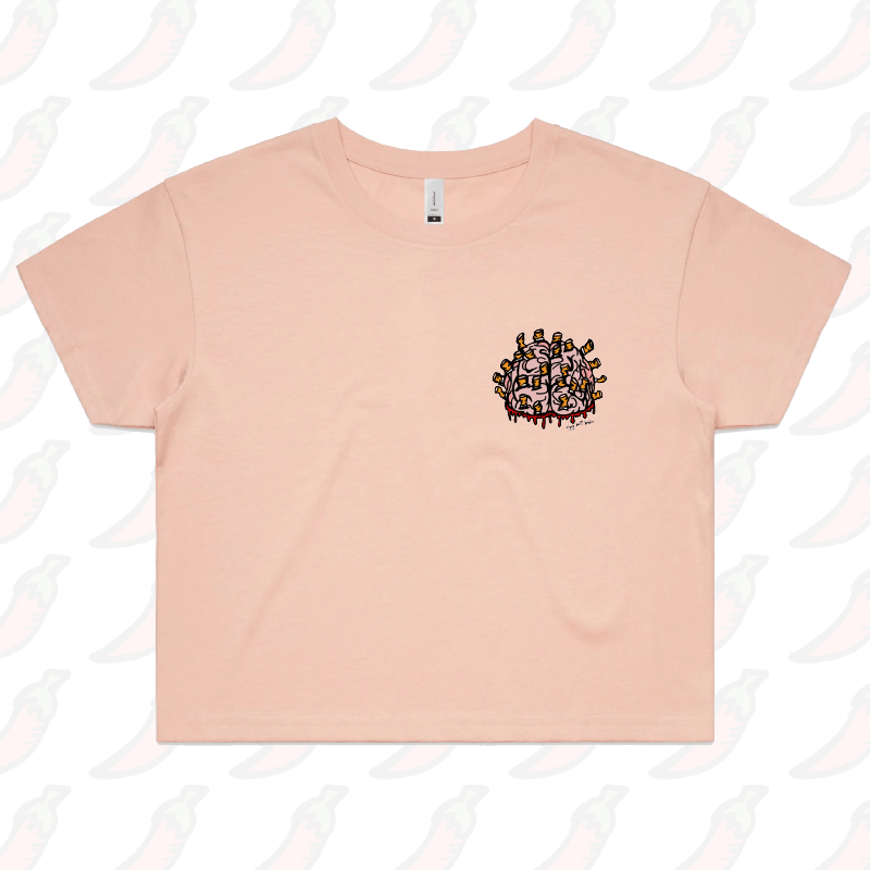 S / Pink Ciggy Butt-Brain 🚬🧠- Women's Crop Top