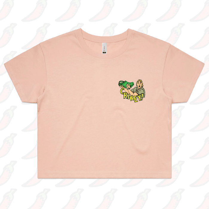 S / Pink CRIKEY! CROC HUNTER 🐊 - Women's Crop Top