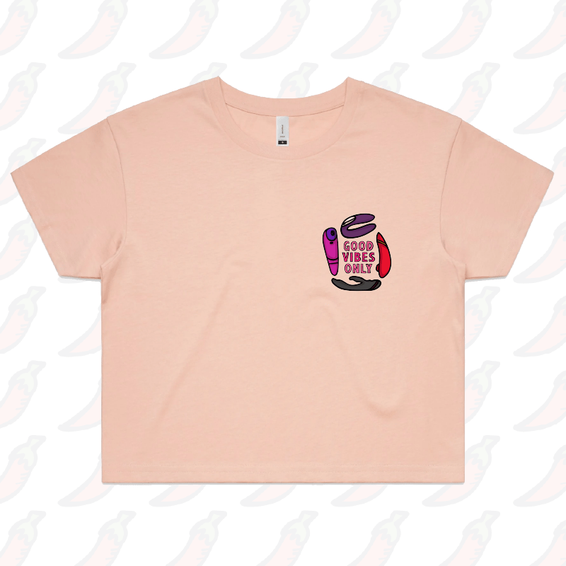S / Pink Good Vibes Only 🍡 – Women's Crop Top