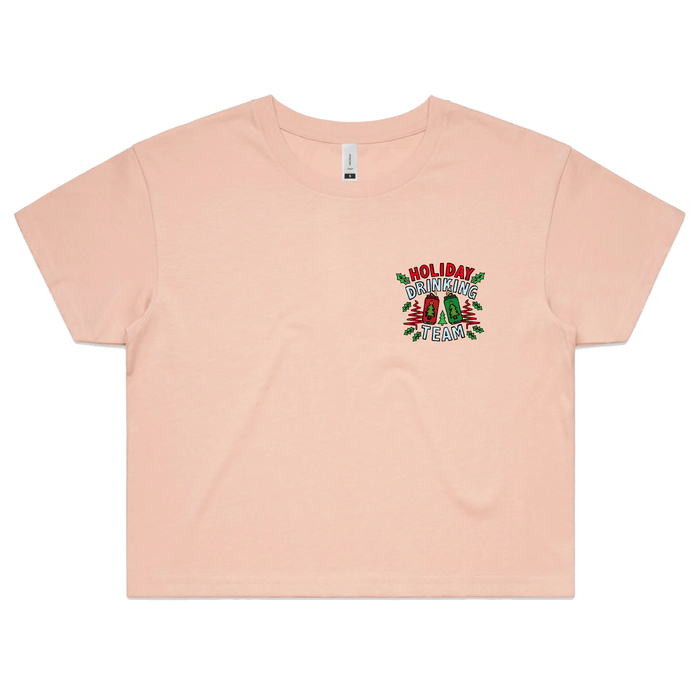 S / Pink Holiday Drinking Team 🍻🎄 –  Women's Crop Top