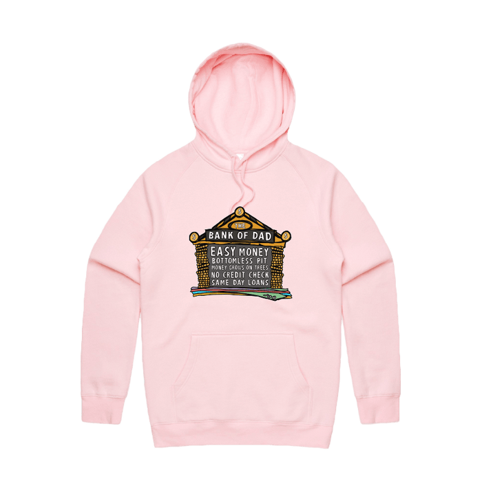 S / Pink / Large Front Design Bank of Dad 💰 - Unisex Hoodie