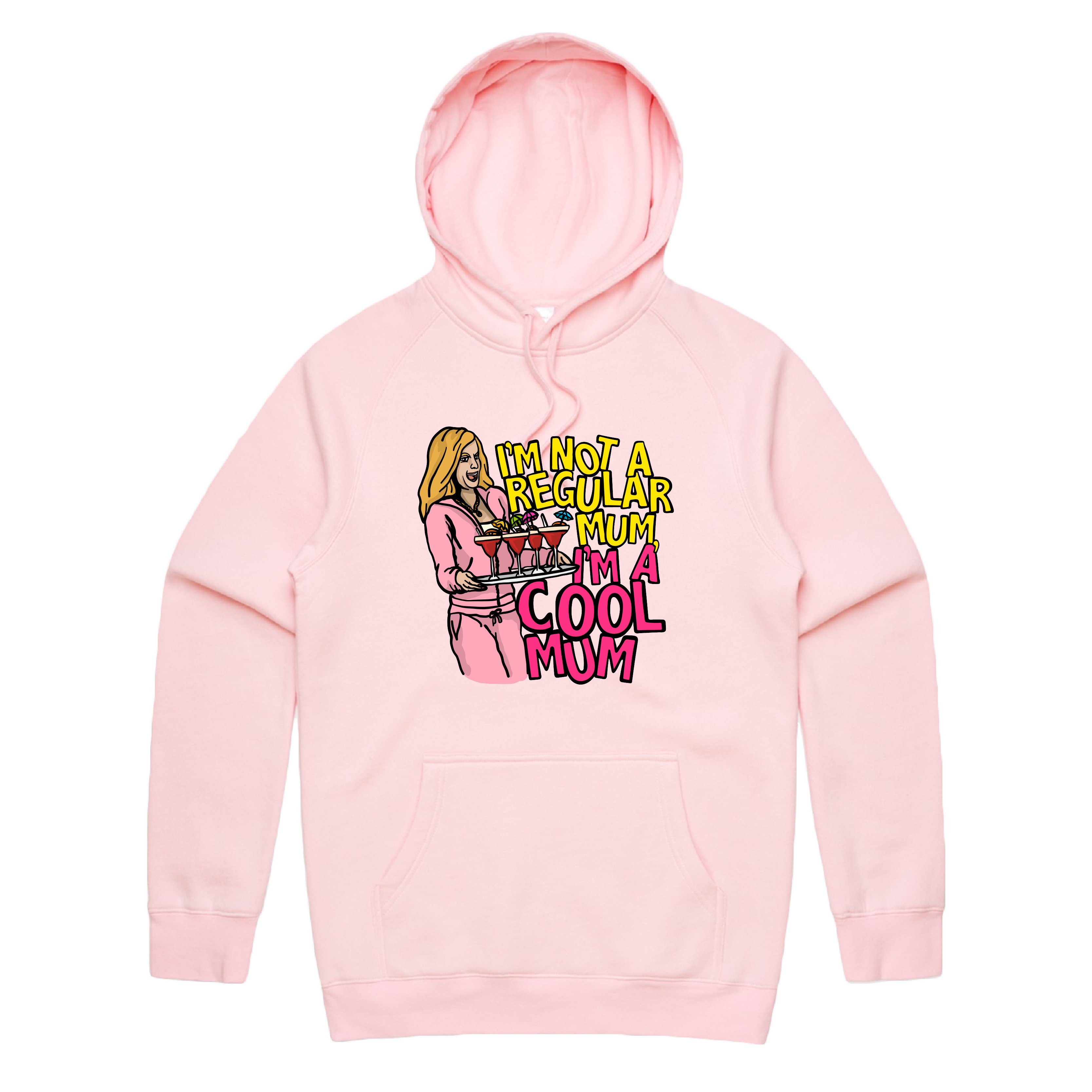 S / Pink / Large Front Design Cool Mum 😎🍸 - Unisex Hoodie