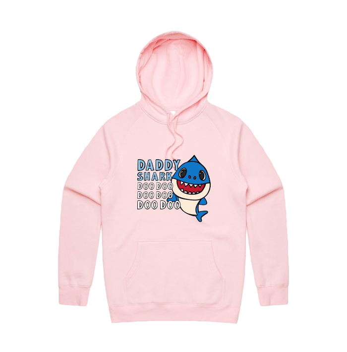 S / Pink / Large Front Design Daddy Shark 🦈 - Unisex Hoodie