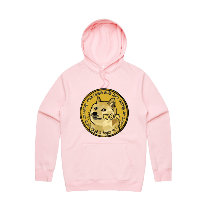 S / Pink / Large Front Design Dogecoin 🚀 - Unisex Hoodie