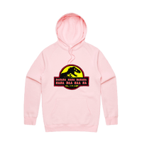 S / Pink / Large Front Design Jurassic Park Theme 🦕 - Unisex Hoodie