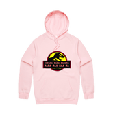 S / Pink / Large Front Design Jurassic Park Theme 🦕 - Unisex Hoodie