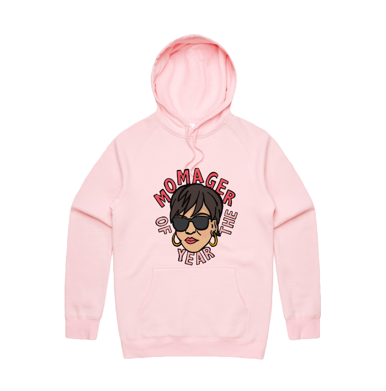S / Pink / Large Front Design Momager 🕶️ - Unisex Hoodie
