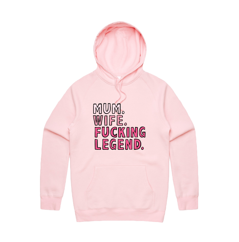 S / Pink / Large Front Design Mum. Wife. Legend 🏅 - Unisex Hoodie