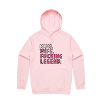 S / Pink / Large Front Design Mum. Wife. Legend 🏅 - Unisex Hoodie
