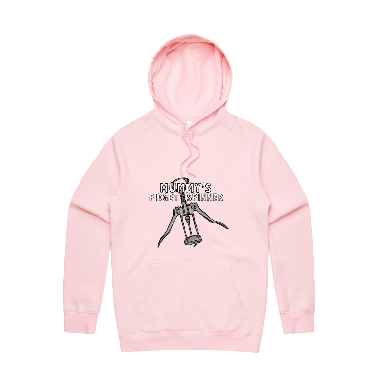 S / Pink / Large Front Design Mummy's Fidget Spinner 🍷 - Unisex Hoodie