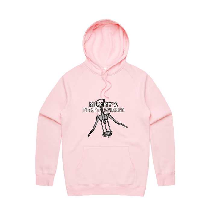 S / Pink / Large Front Design Mummy's Fidget Spinner 🍷 - Unisex Hoodie