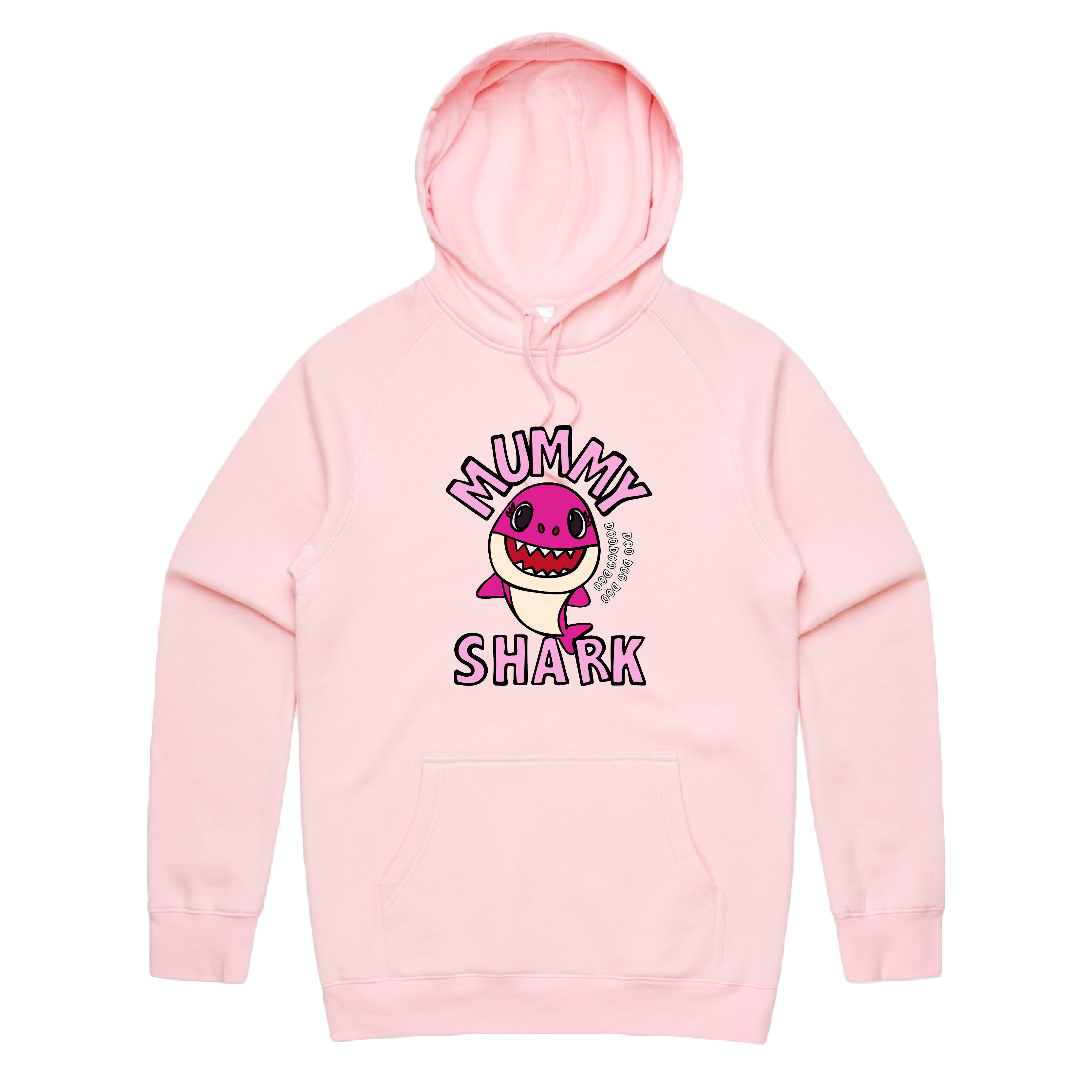S / Pink / Large Front Design Mummy Shark 🦈 - Unisex Hoodie