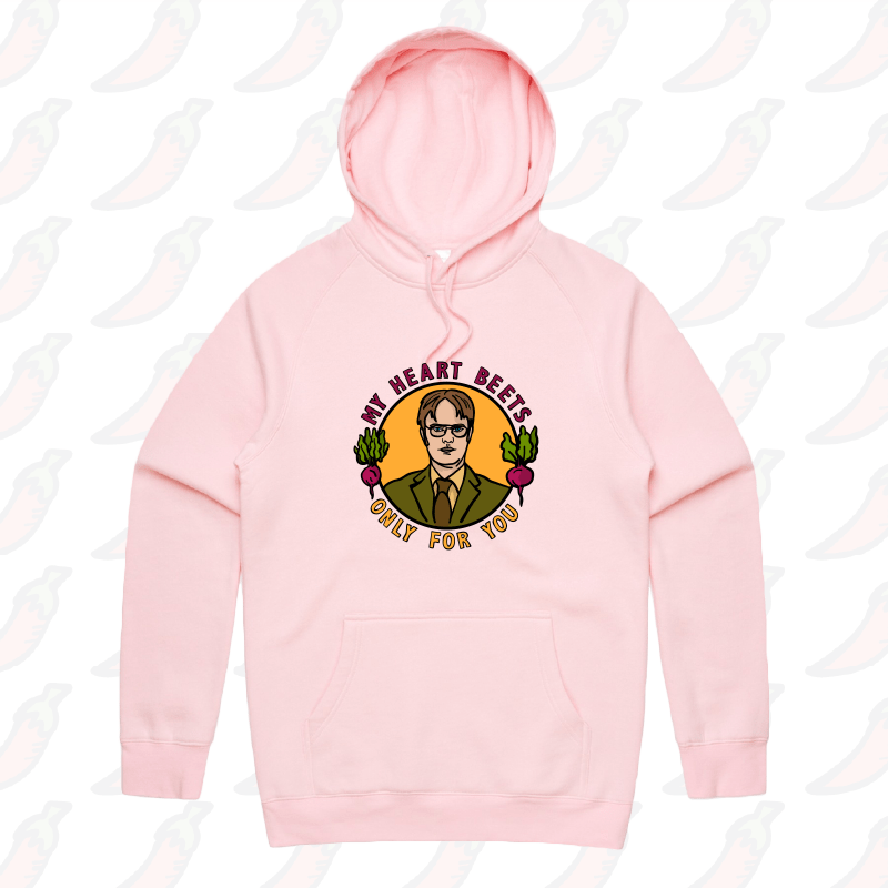 S / Pink / Large Front Design My Heart Beets For You 💓 - Unisex Hoodie