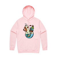 S / Pink / Large Front Design Pokebong 🦎 - Unisex Hoodie