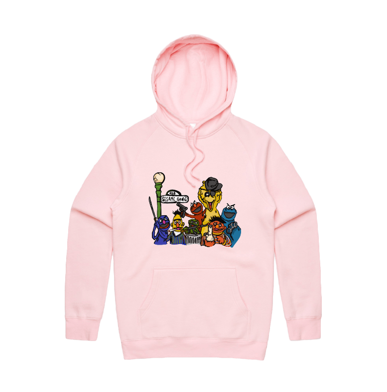 S / Pink / Large Front Design Sesame Gang 🥴 - Unisex Hoodie