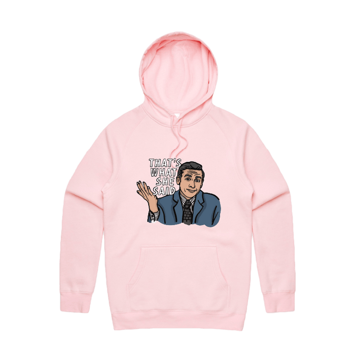 S / Pink / Large Front Design That's What She Said 🖨️ - Unisex Hoodie