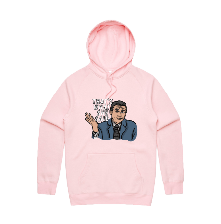 S / Pink / Large Front Design That's What She Said 🖨️ - Unisex Hoodie