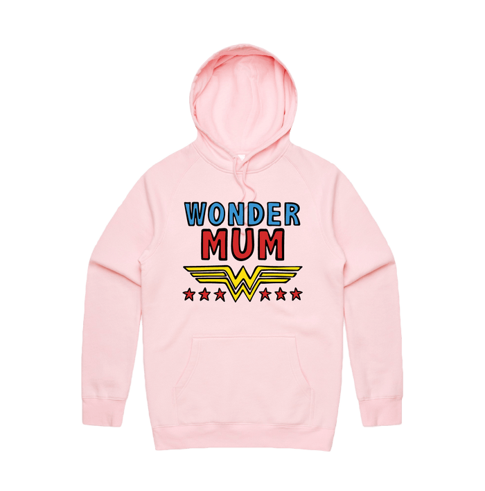 S / Pink / Large Front Design Wondermum 🦸‍♀️ - Unisex Hoodie