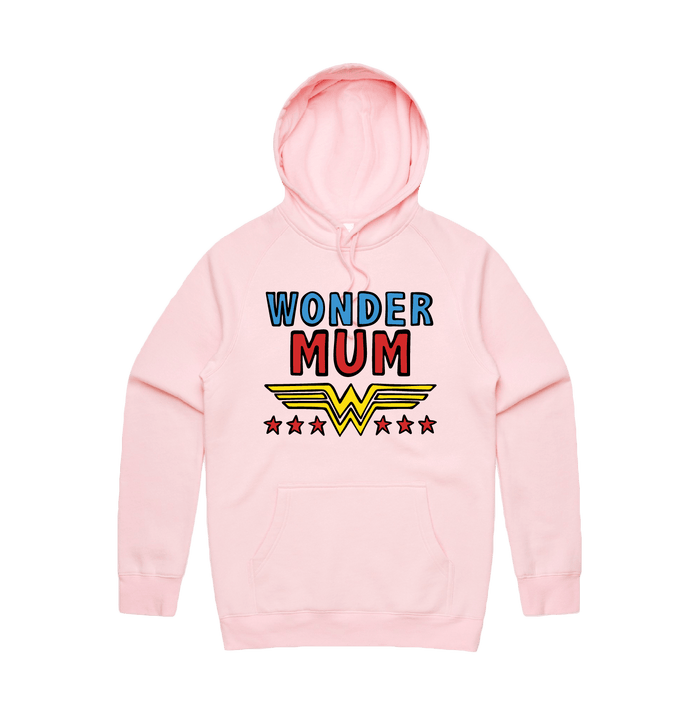 S / Pink / Large Front Design Wondermum 🦸‍♀️ - Unisex Hoodie