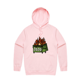 S / Pink / Large Front Print 2020 Dumpster Fire 🗑️ - Unisex Hoodie