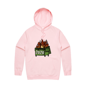 S / Pink / Large Front Print 2020 Dumpster Fire 🗑️ - Unisex Hoodie