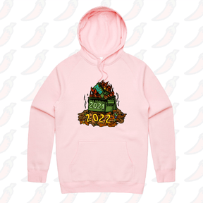 S / Pink / Large Front Print 2022 Dumpster Fire 🔥 🗑️ – Unisex Hoodie
