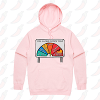 S / Pink / Large Front Print Aussie Fire Danger Rating 🚒 - Unisex Hoodie