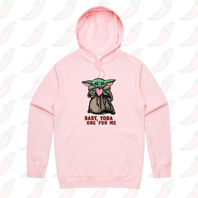 S / Pink / Large Front Print Baby Yoda Love 👽❤️ - Unisex Hoodie