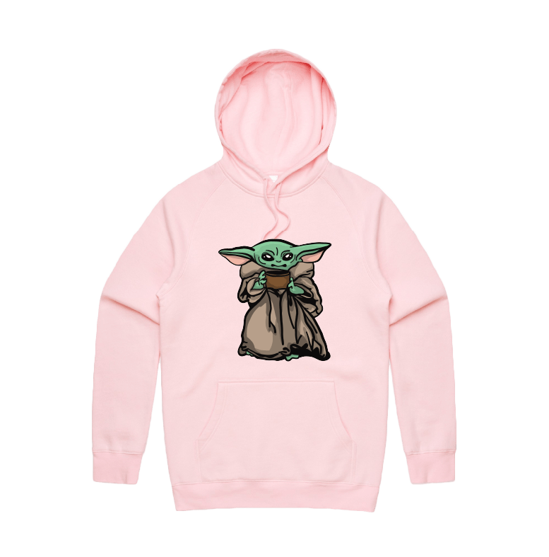 S / Pink / Large Front Print Baby Yoda 👶 - Unisex Hoodie