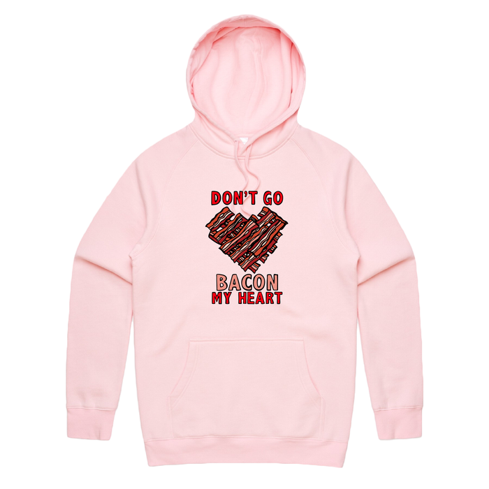 S / Pink / Large Front Print Bacon My Heart 🥓❤️- Unisex Hoodie