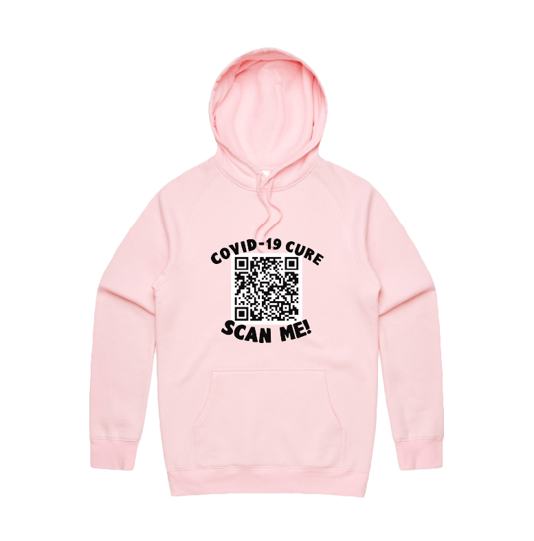 S / Pink / Large Front Print Big Barry UNCENSORED QR Prank 🍆  - Unisex Hoodie