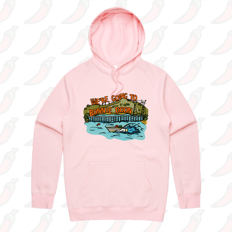 S / Pink / Large Front Print Bonnie Doon 🚤 - Unisex Hoodie