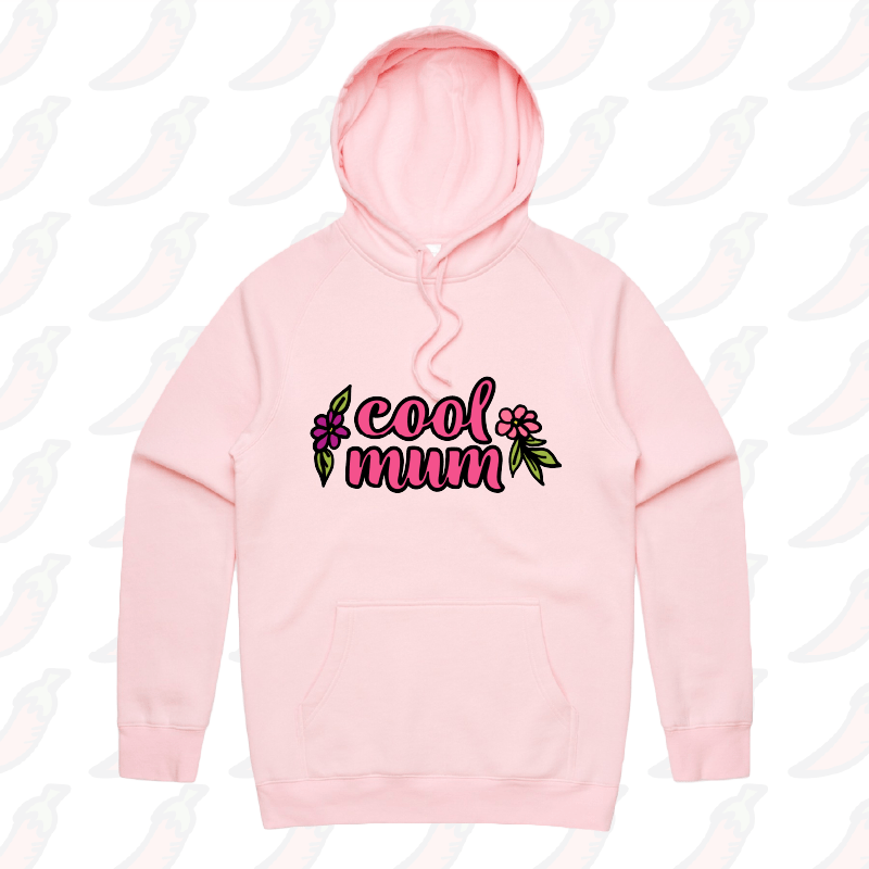 S / Pink / Large Front Print Cool Mum 🌷– Unisex Hoodie