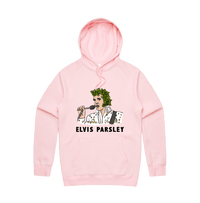 S / Pink / Large Front Print Elvis Parsley 🌿 - Unisex Hoodie