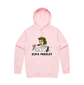 S / Pink / Large Front Print Elvis Parsley 🌿 - Unisex Hoodie