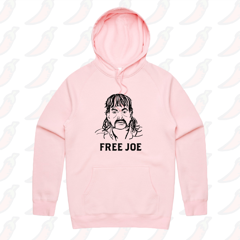 S / Pink / Large Front Print Free Joe 🚔 - Unisex Hoodie