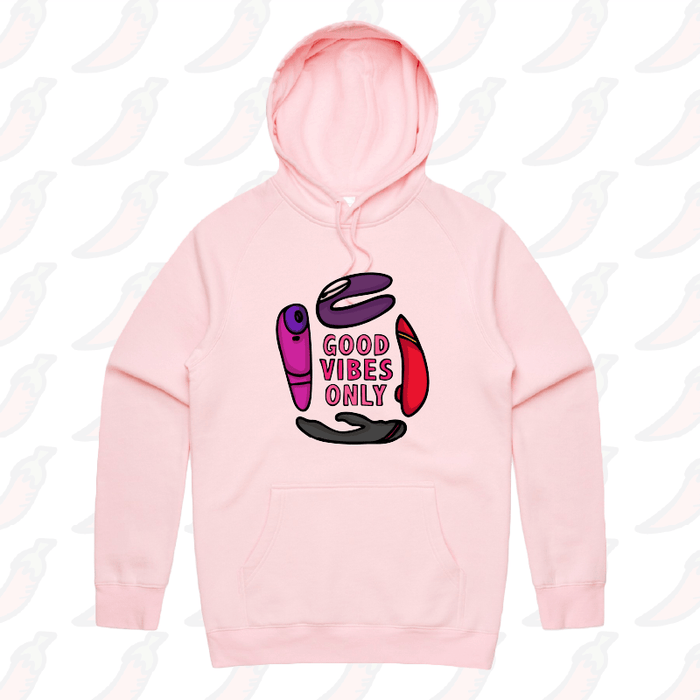 S / Pink / Large Front Print Good Vibes Only 🍡 – Unisex Hoodie