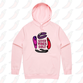 S / Pink / Large Front Print Good Vibes Only 🍡 – Unisex Hoodie