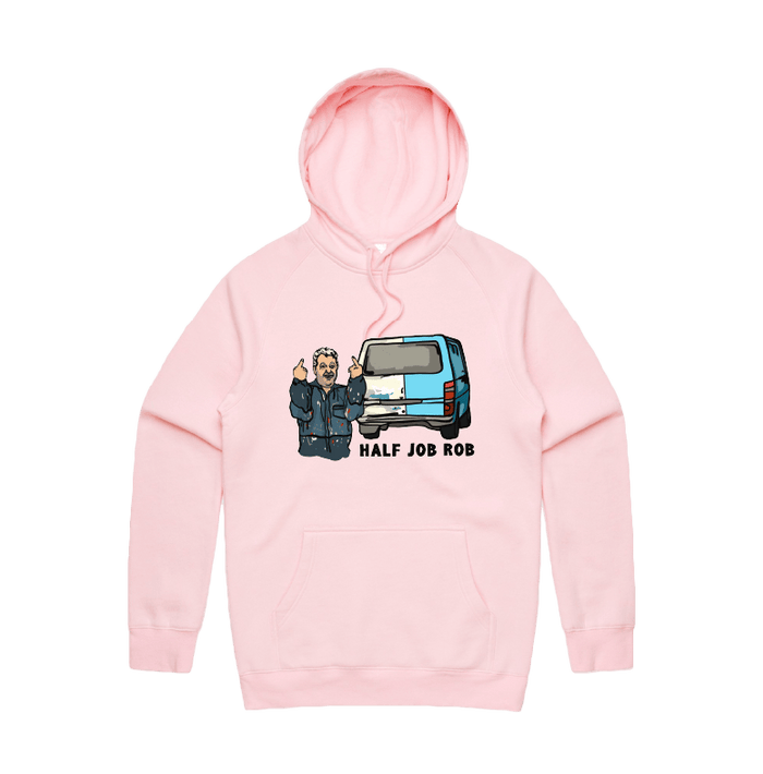 S / Pink / Large Front Print Half Job Rob 🤬 - Unisex Hoodie