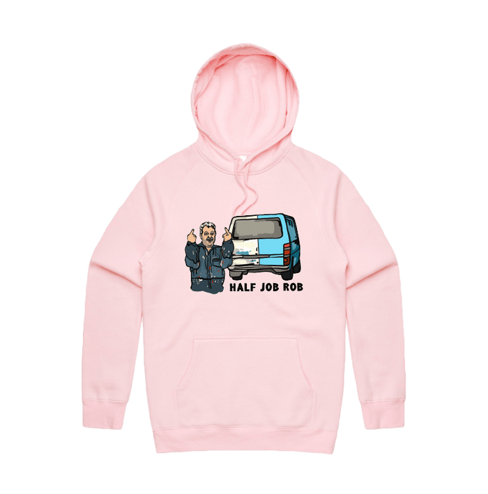 S / Pink / Large Front Print Half Job Rob 🤬 - Unisex Hoodie