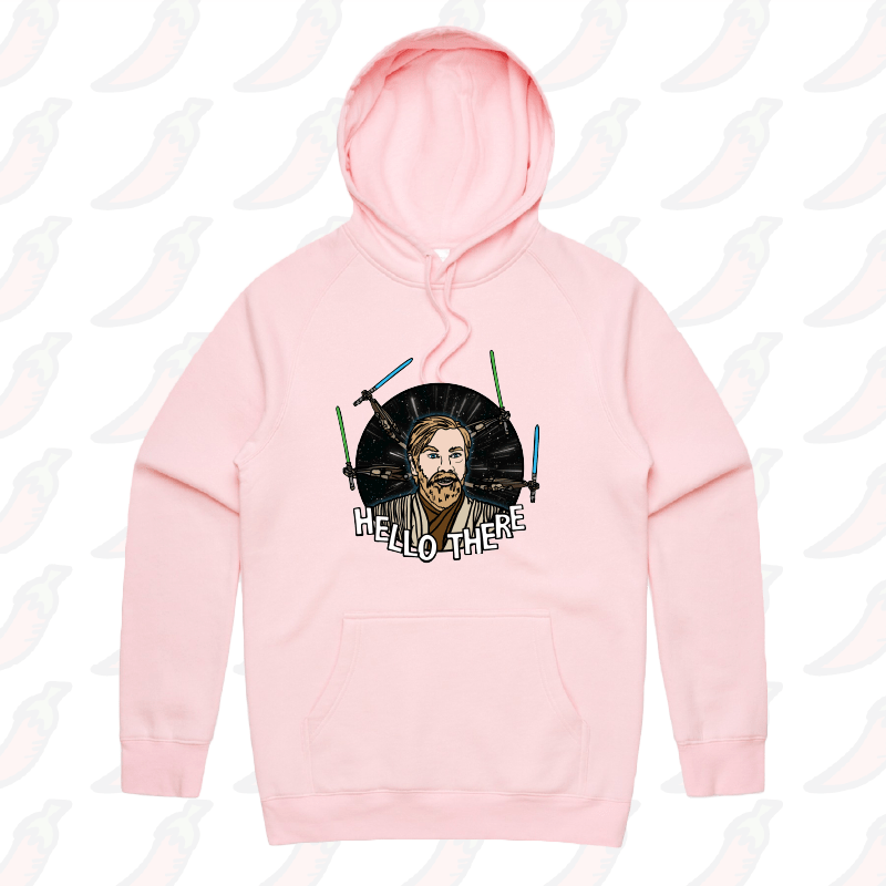 S / Pink / Large Front Print Hello There! 👋 - Unisex Hoodie